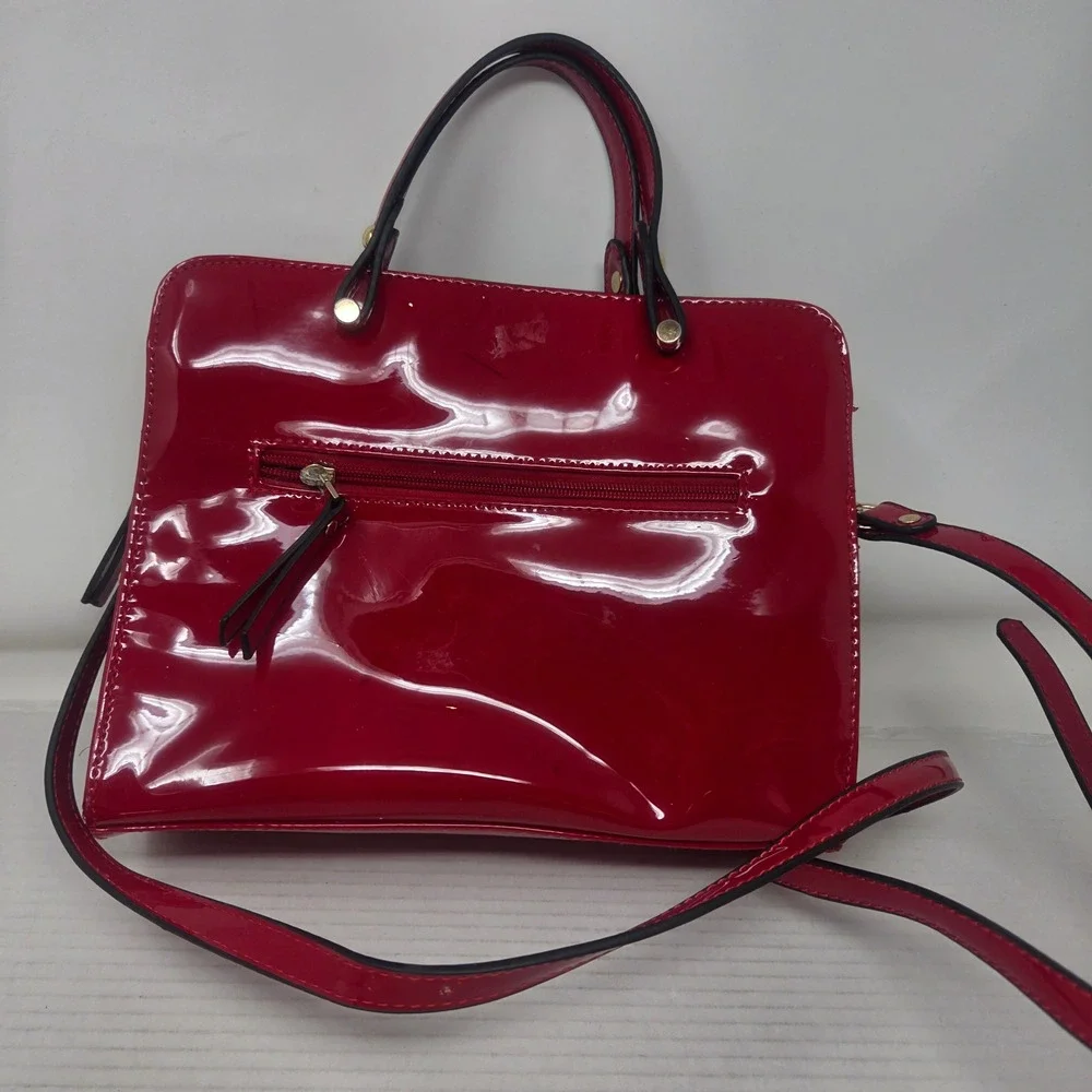 Vintage Satchel Bag Women Small Red Patent Bow Crossbody Retro Coquette 673